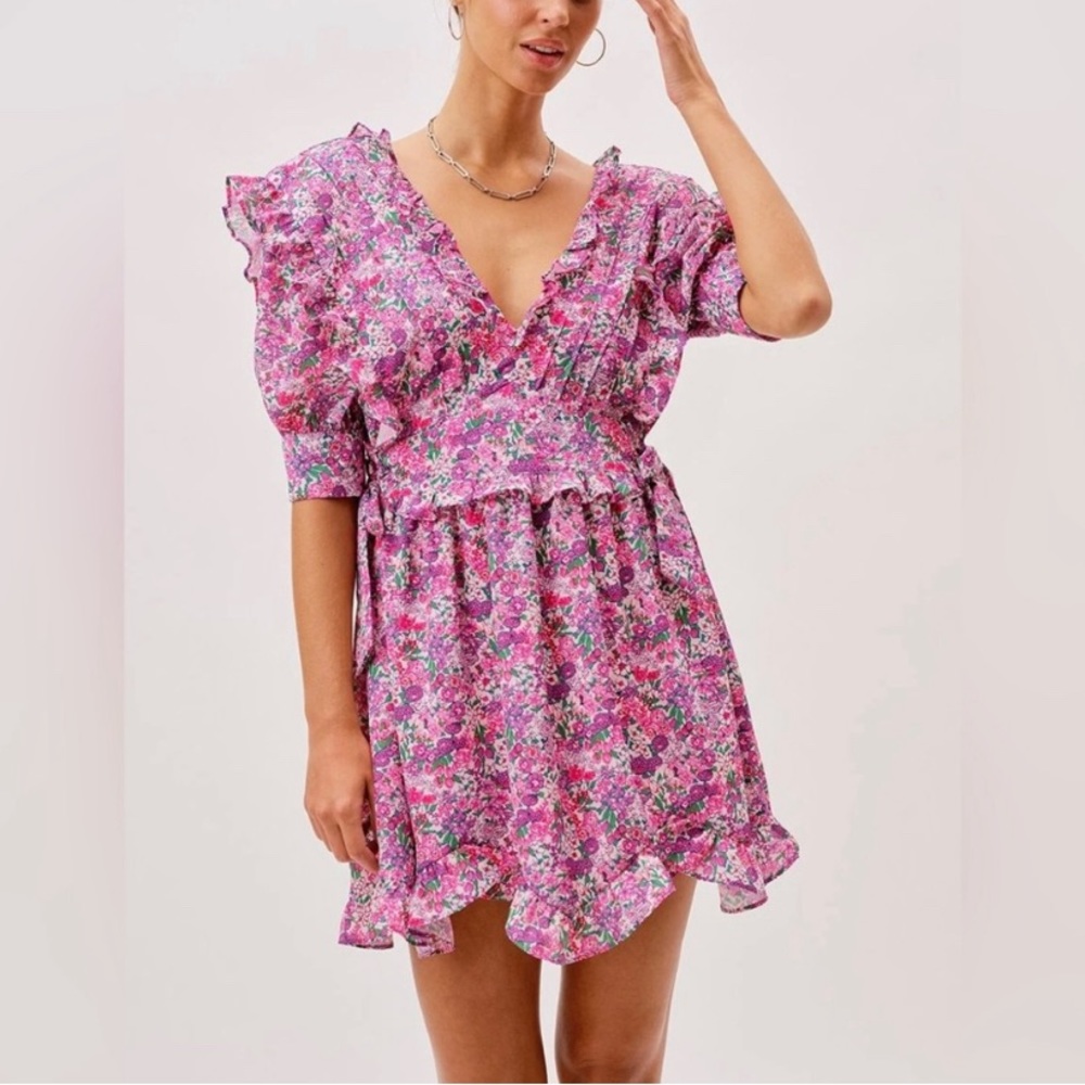 For Love & Lemons Katarina Mini Dress in Rose